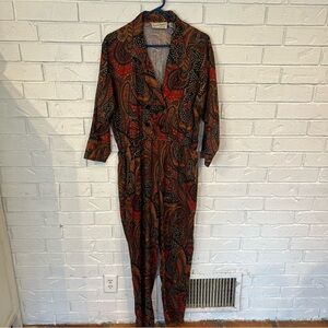 Vintage 80s 90s Diane Von Furstenberg Paisley Print Jumpsuit women’s L